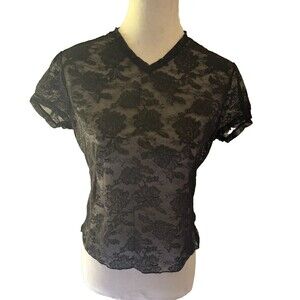 Donna Karen Black Sheer Cami Tank Size Large